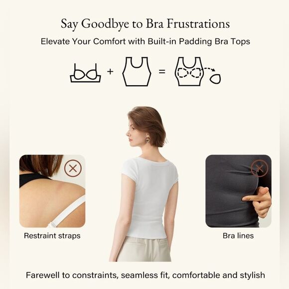 NWT OGL Plantive® Stretch Cotton Square Neck Cap Sleeve Brami - Navy Size L - Picture 11 of 12